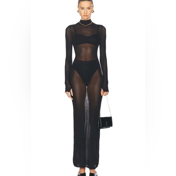 DEAN HUTCHINSON long sleeve midi dress size S/M fits dark blue color - Picture 14 of 14